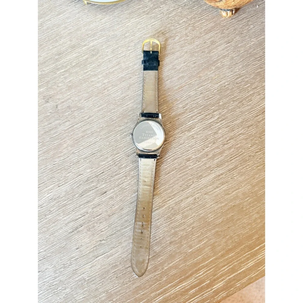 Fossil RMS Titanic Exhibition Watch Unisex Silver Gold Tone Black Strap OS